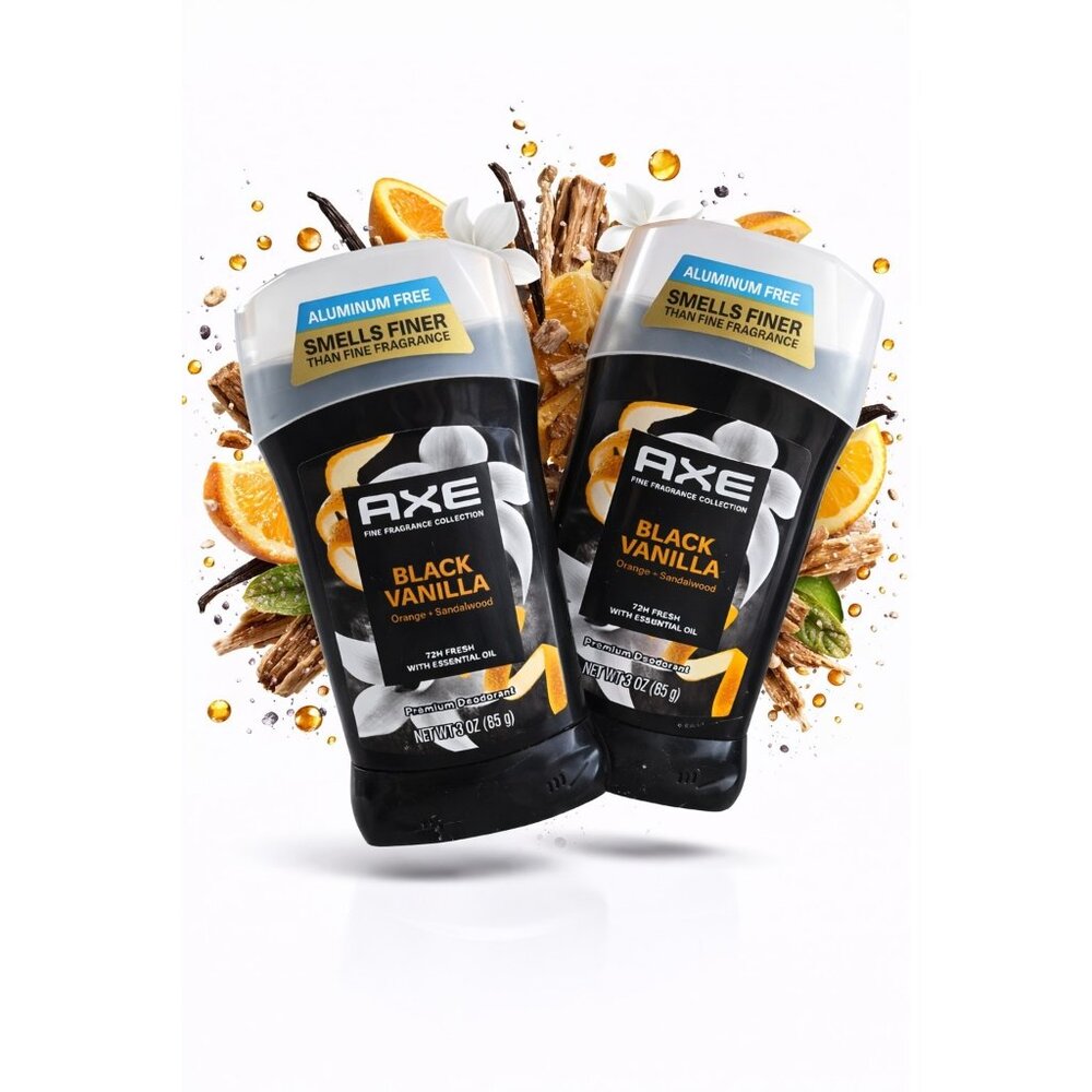 Lot of 2 Axe Black Vanilla‎ Deodorant Stick 3oz Orange Sandalwood